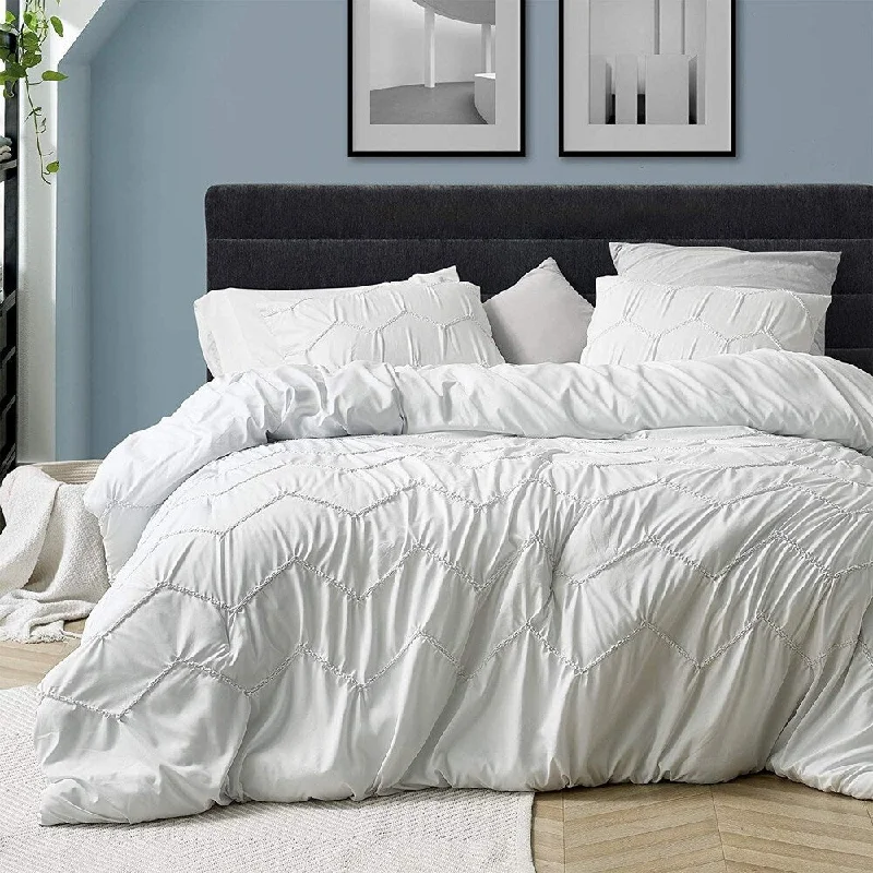 Synthetic - filled comforters like polyester for affordability and hypoallergenic propertiesTextured Waves Oversized Comforter - Supersoft Farmhouse White Synthetic - filled comforters like polyester for affordability and hypoallergenic propertiesTextured Waves Oversized Comforter - Supersoft Farmhouse White