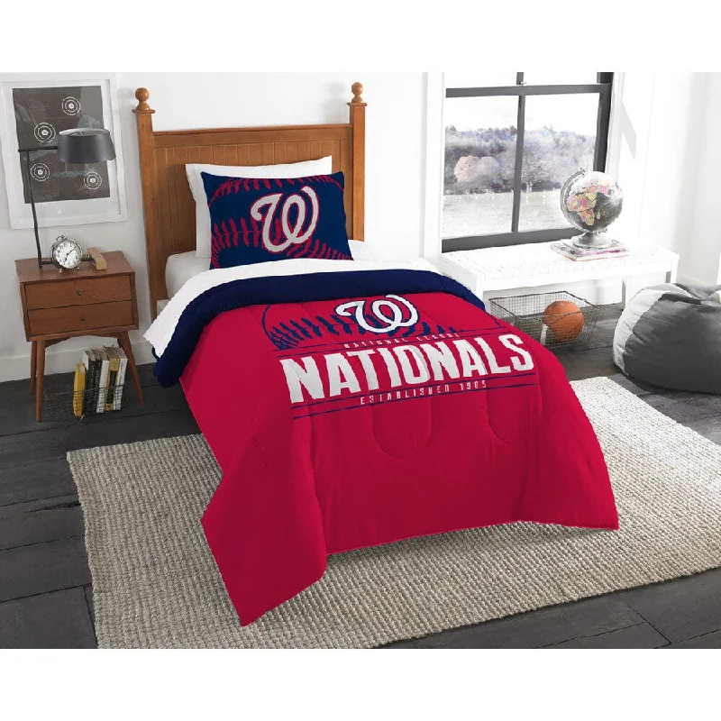 Queen - size comforters for standard queen - sized mattressesThe Northwest Company MLB Washington Nationals Grandslam Blue, Red, and White Twin 2-piece Comforter Set Queen - size comforters for standard queen - sized mattressesThe Northwest Company MLB Washington Nationals Grandslam Blue, Red, and White Twin 2-piece Comforter Set