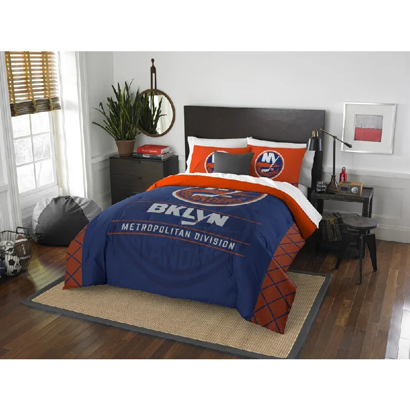 Microfiber - filled comforters that are lightweight and easy to care forThe Northwest Company NHL New York Islanders Draft Blue/Orange Full/Queen 3-piece Comforter Set Microfiber - filled comforters that are lightweight and easy to care forThe Northwest Company NHL New York Islanders Draft Blue/Orange Full/Queen 3-piece Comforter Set