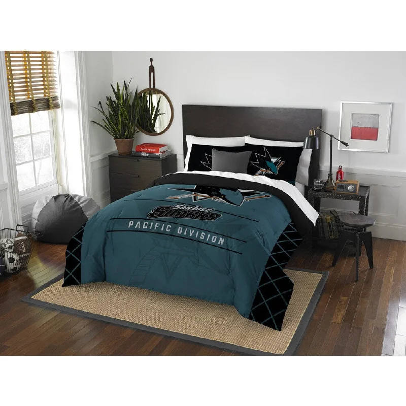 Latex - filled comforters with a bouncy texture and good supportThe Northwest Company NHL San Jose Sharks Draft Full/Queen 3-piece Comforter Set Latex - filled comforters with a bouncy texture and good supportThe Northwest Company NHL San Jose Sharks Draft Full/Queen 3-piece Comforter Set