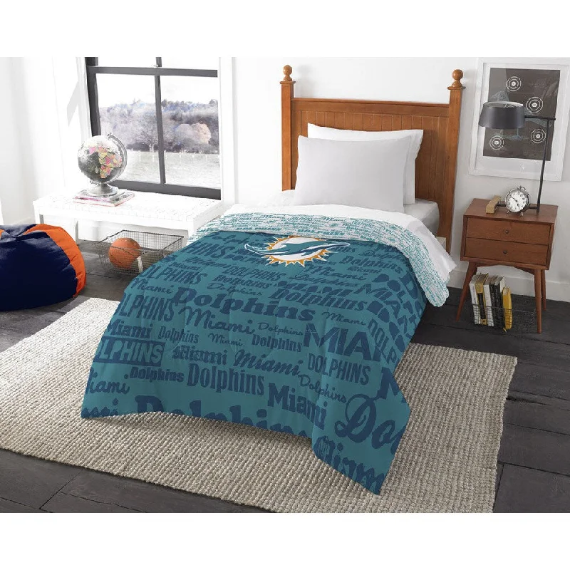 Silk - filled comforters for a luxurious and smooth touchThe Northwest Company Official NFL Miami Dolphins Anthem Twin Comforter Silk - filled comforters for a luxurious and smooth touchThe Northwest Company Official NFL Miami Dolphins Anthem Twin Comforter