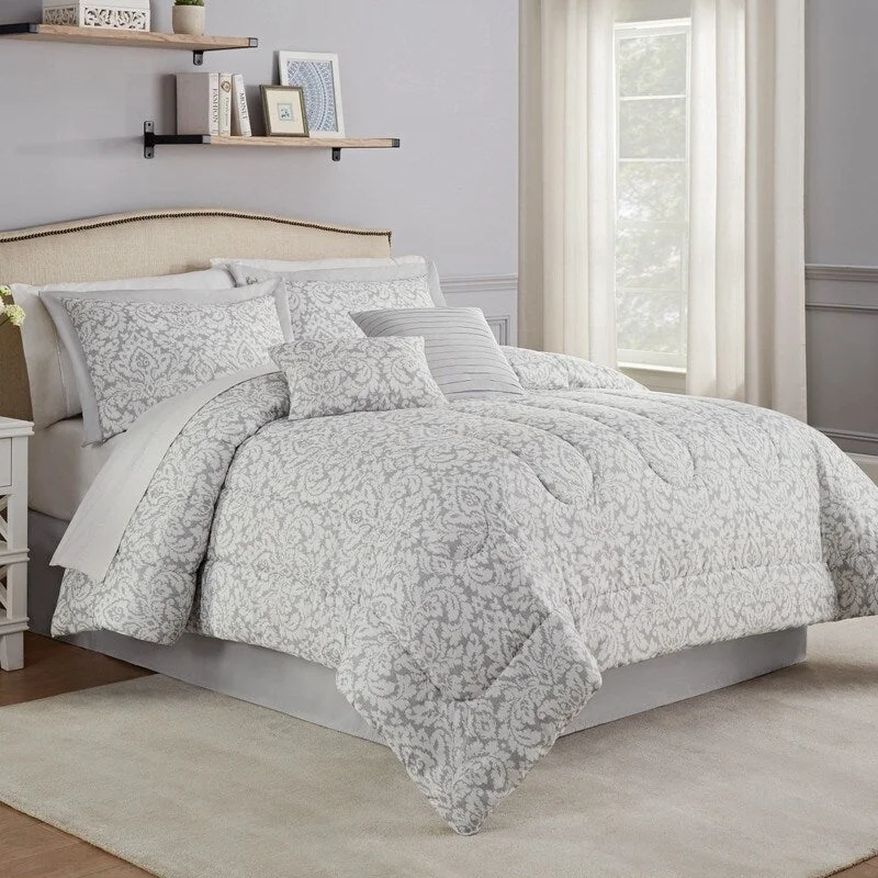 Cotton - filled comforters for a breathable and natural sleep experienceTraditions by Waverly Dashing Damask F/Q 6pc Comforter Set Cotton - filled comforters for a breathable and natural sleep experienceTraditions by Waverly Dashing Damask F/Q 6pc Comforter Set