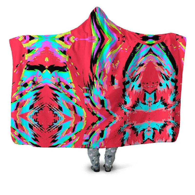 Linen blankets with a rustic and textured lookTropical Coral Glitch Hooded Blanket