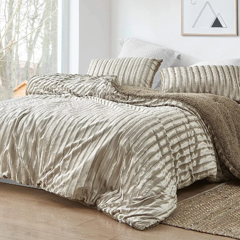 Latex - filled comforters with a bouncy texture and good supportVelvet Crush - Coma Inducer® Oversized Comforter Set - Ridged Silvery Beige