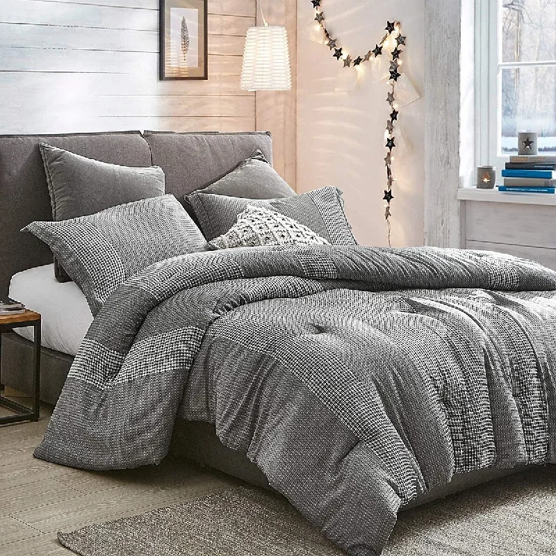 Down - filled comforters for supreme warmth and lightnessVolume Gray Oversized Comforter - 100% Yarn Dyed Cotton Down - filled comforters for supreme warmth and lightnessVolume Gray Oversized Comforter - 100% Yarn Dyed Cotton