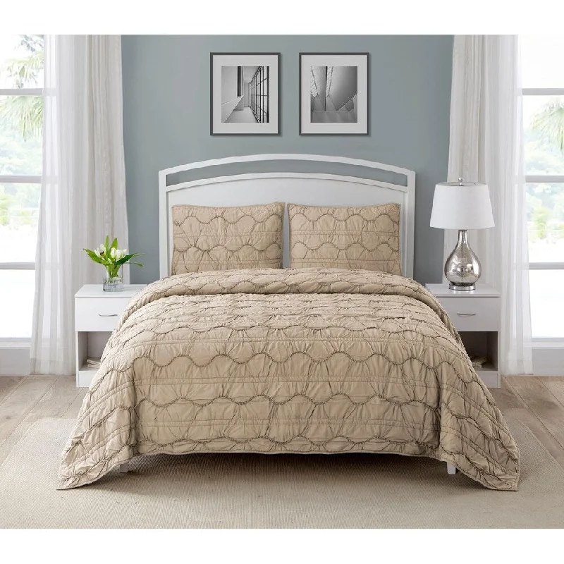 Bamboo - fiber - filled comforters with antibacterial and breathable qualitiesWonder Home Caesare 3PC Cotton Printed Quilt Set, Queen, Brown Bamboo - fiber - filled comforters with antibacterial and breathable qualitiesWonder Home Caesare 3PC Cotton Printed Quilt Set, Queen, Brown