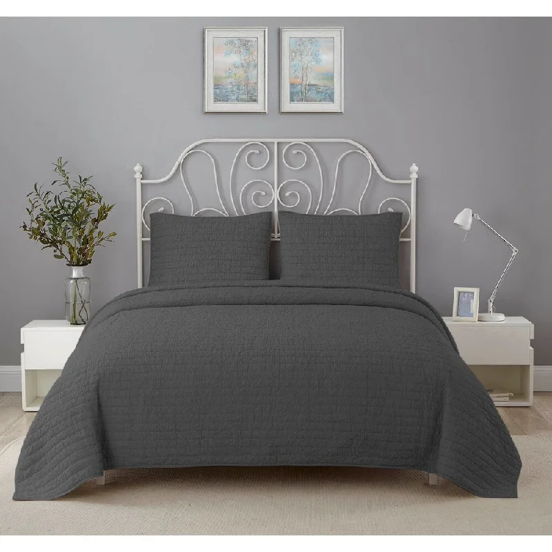 Queen - size comforters for standard queen - sized mattressesWonder Home Lawrence 3PC Crinkle Solid Quilt Set, King, Grey Queen - size comforters for standard queen - sized mattressesWonder Home Lawrence 3PC Crinkle Solid Quilt Set, King, Grey