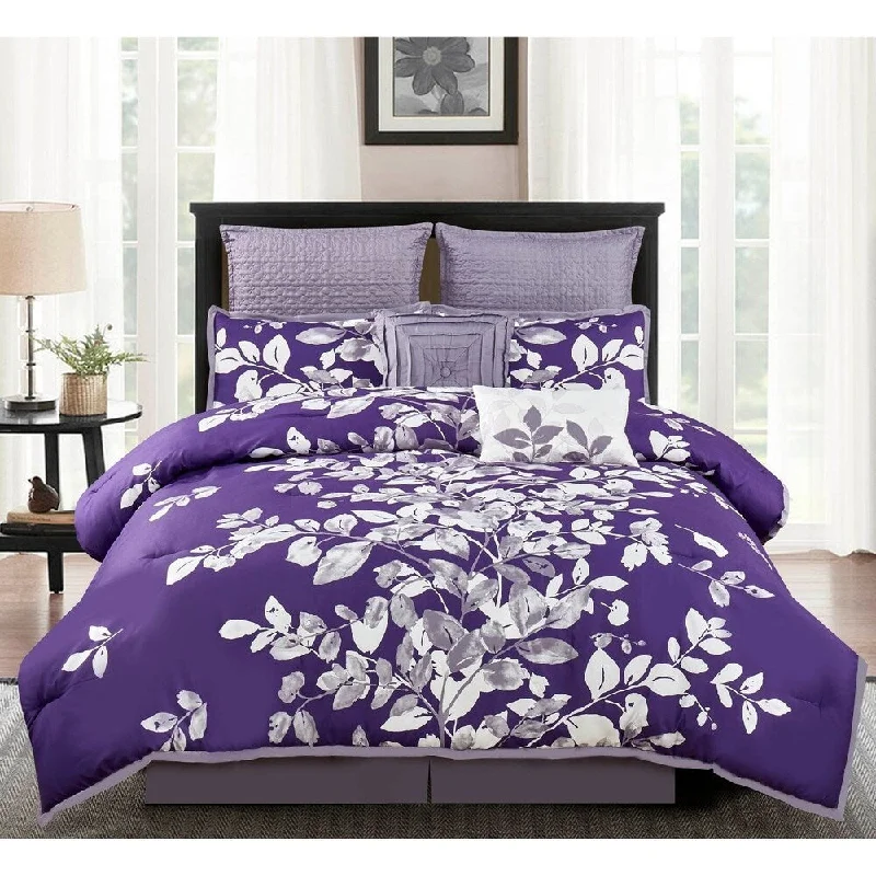Latex - filled comforters with a bouncy texture and good supportWonder Home Mila 8PC Embellished Comforter Set, Queen, Purple Latex - filled comforters with a bouncy texture and good supportWonder Home Mila 8PC Embellished Comforter Set, Queen, Purple