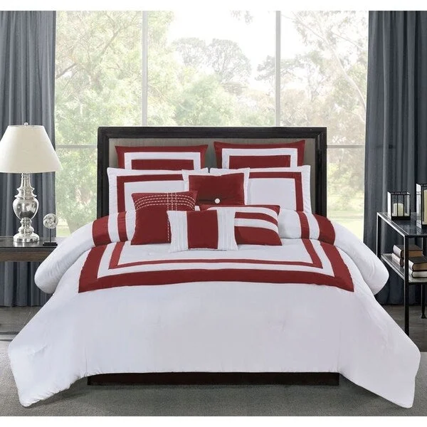 Wool - filled comforters with natural moisture - wicking and temperature - regulating featuresWonder Home Ohara 10PC Hotel Inspired Comforter Set, Queen, Red Wool - filled comforters with natural moisture - wicking and temperature - regulating featuresWonder Home Ohara 10PC Hotel Inspired Comforter Set, Queen, Red