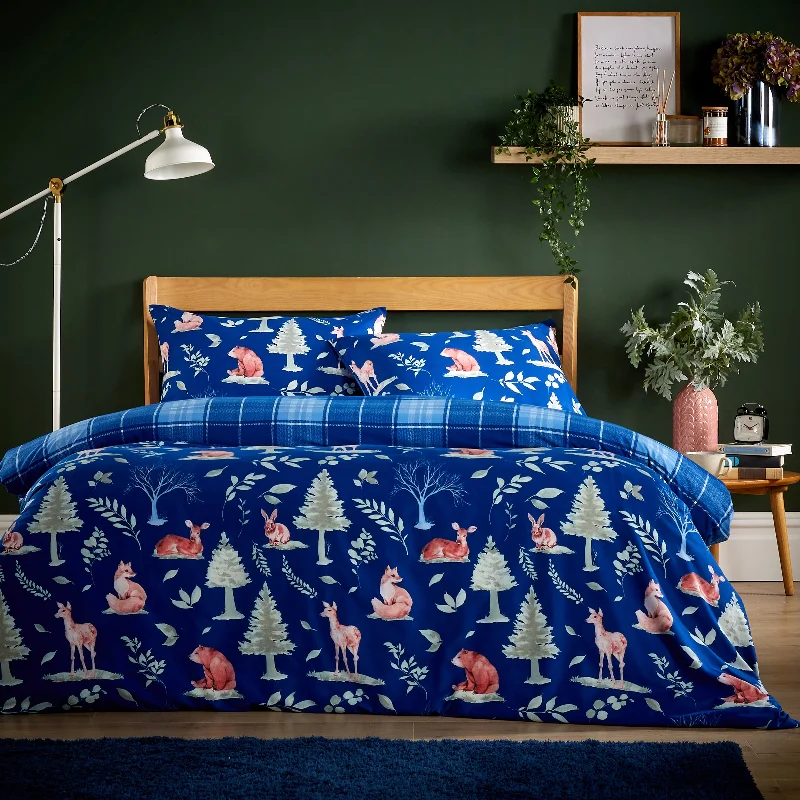Thermal - regulating duvet covers to keep you warm in winter and cool in summerWoodland Navy Super Soft Flannel Duvet Cover Set with Pillowcases Warm & Cosy Quilt Bedding in Multiple Sizes Available by OLIVIA ROCCO Thermal - regulating duvet covers to keep you warm in winter and cool in summerWoodland Navy Super Soft Flannel Duvet Cover Set with Pillowcases Warm & Cosy Quilt Bedding in Multiple Sizes Available by OLIVIA ROCCO