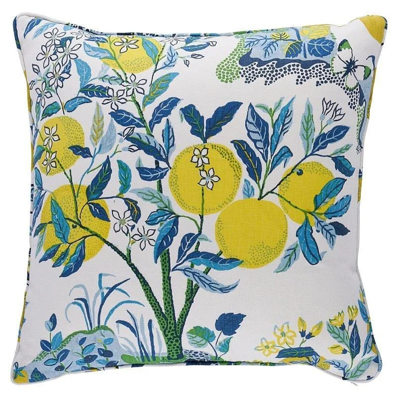 Mohair blankets with a unique sheen and softnessYellow & Blue Citrus Garden Print 22" Throw Pillow Mohair blankets with a unique sheen and softnessYellow & Blue Citrus Garden Print 22" Throw Pillow