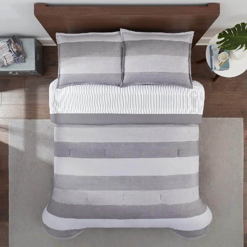 Latex - filled comforters with a bouncy texture and good supportSerta Simply Clean Billy Stripe Antimicrobial Bedding Set with Sheets Latex - filled comforters with a bouncy texture and good supportSerta Simply Clean Billy Stripe Antimicrobial Bedding Set with Sheets