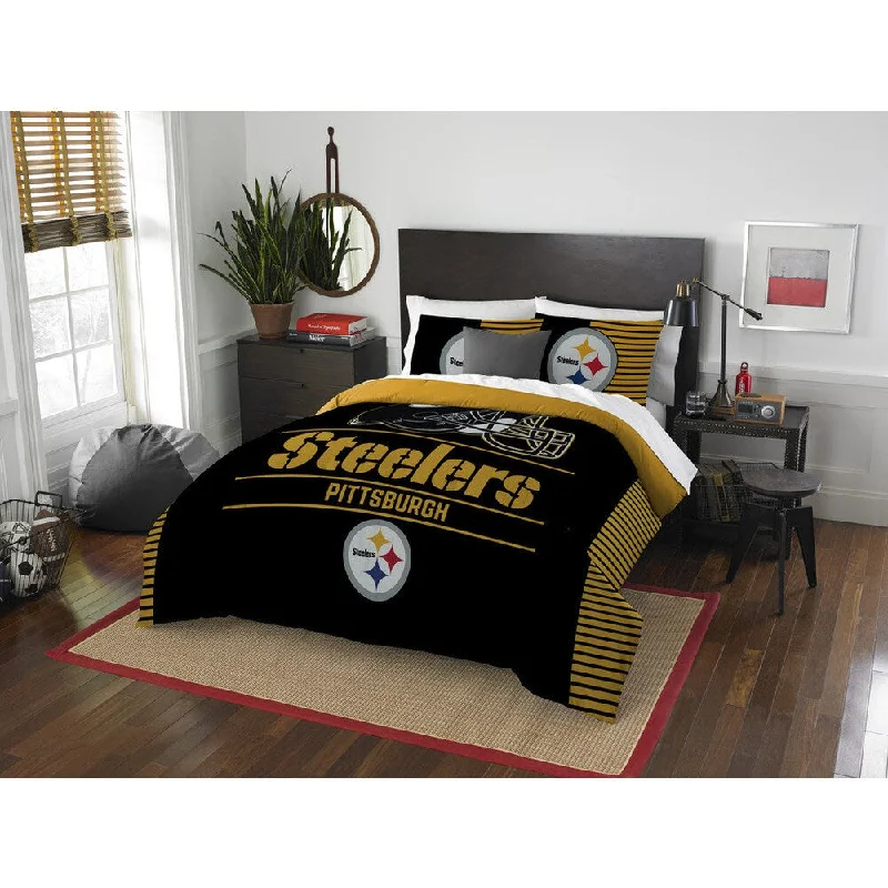 Down - filled comforters for supreme warmth and lightnessThe Northwest Co NFL Pittsburgh Steelers Draft Full/Queen 3-piece Comforter Set Down - filled comforters for supreme warmth and lightnessThe Northwest Co NFL Pittsburgh Steelers Draft Full/Queen 3-piece Comforter Set